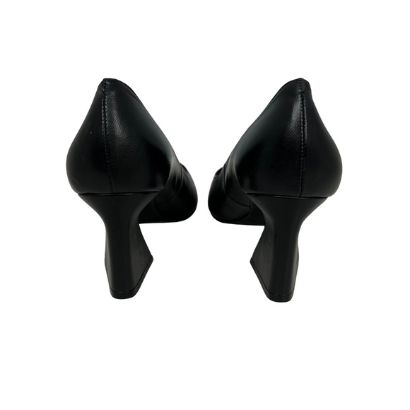 Vince Camuto Hailenda Black Leather Flare Heel Pointed Pump Classic Basic 7.5M - Picture 7 of 9